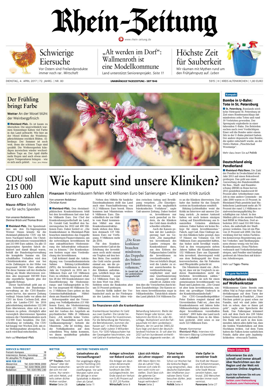 Rhein-Zeitung Kreis Altenkirchen vom Dienstag, 04.04.2017