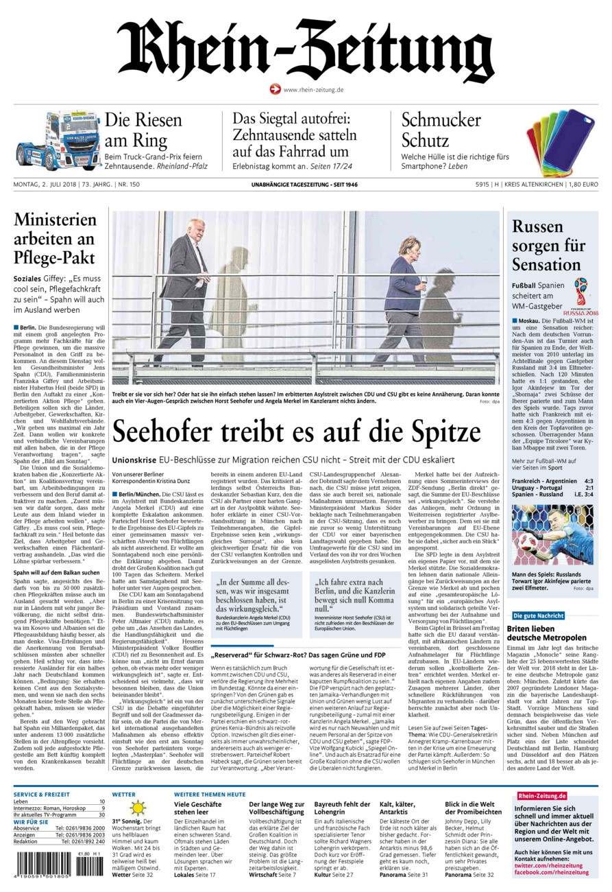 Rhein-Zeitung Kreis Altenkirchen vom Montag, 02.07.2018