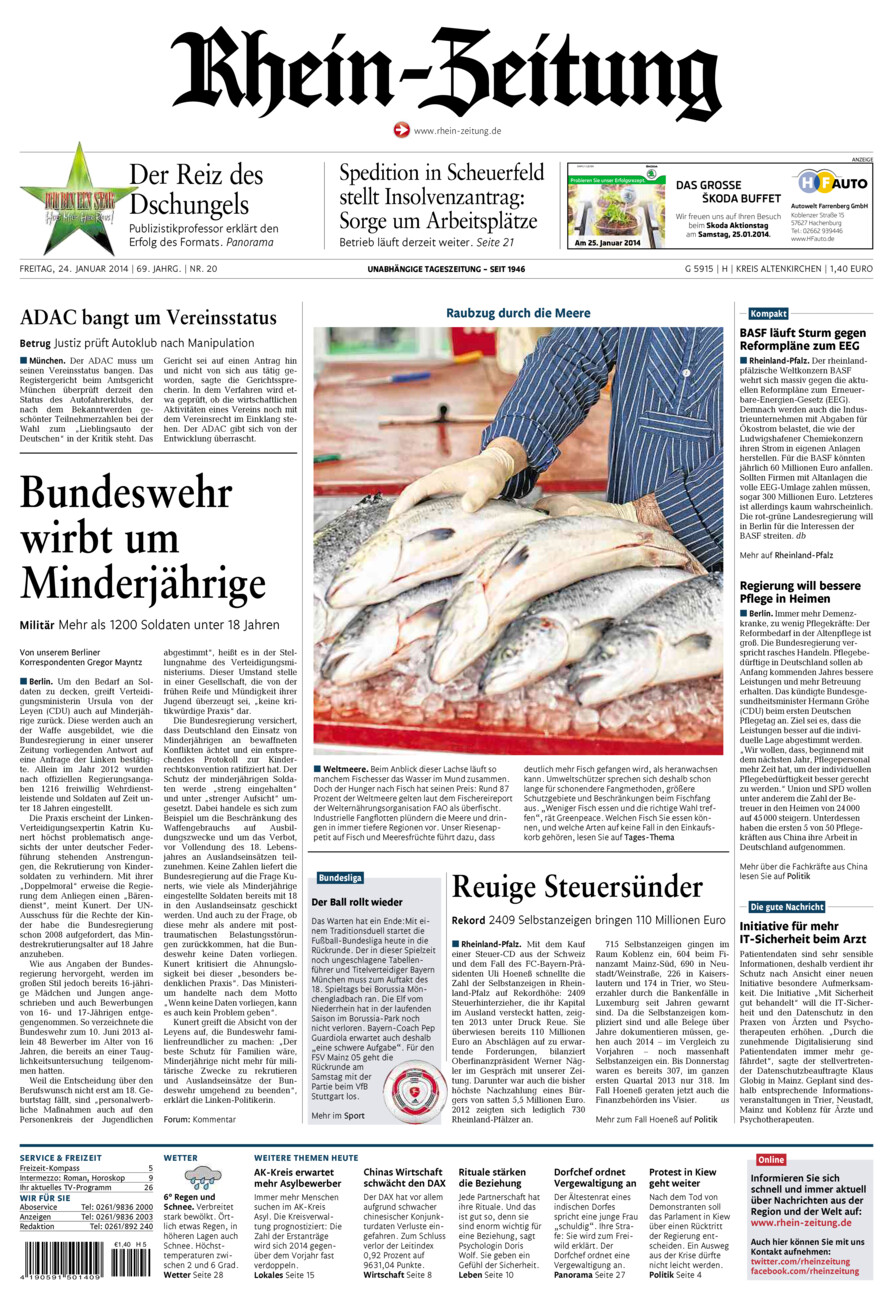 Rhein-Zeitung Kreis Altenkirchen vom Freitag, 24.01.2014
