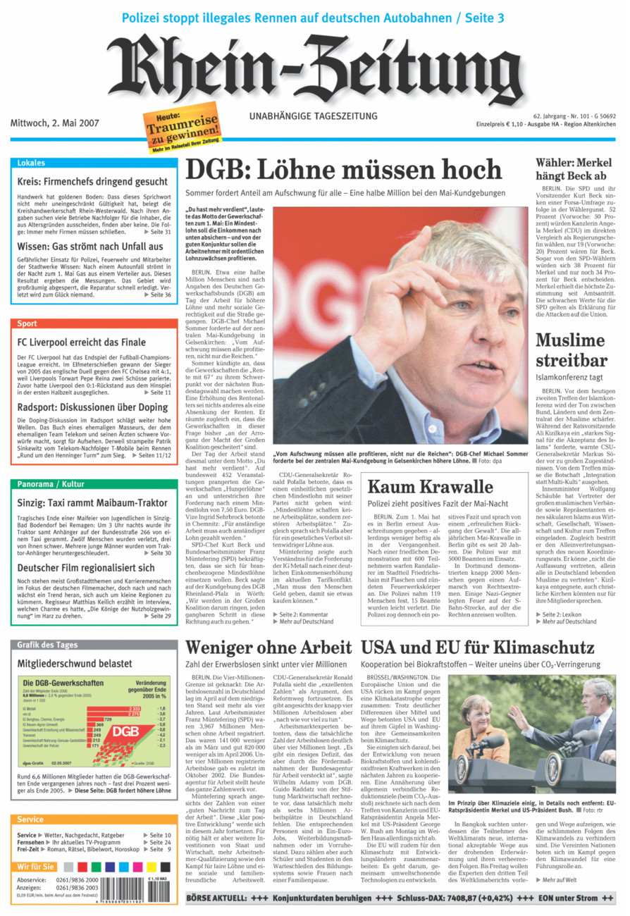 Rhein-Zeitung Kreis Altenkirchen vom Mittwoch, 02.05.2007