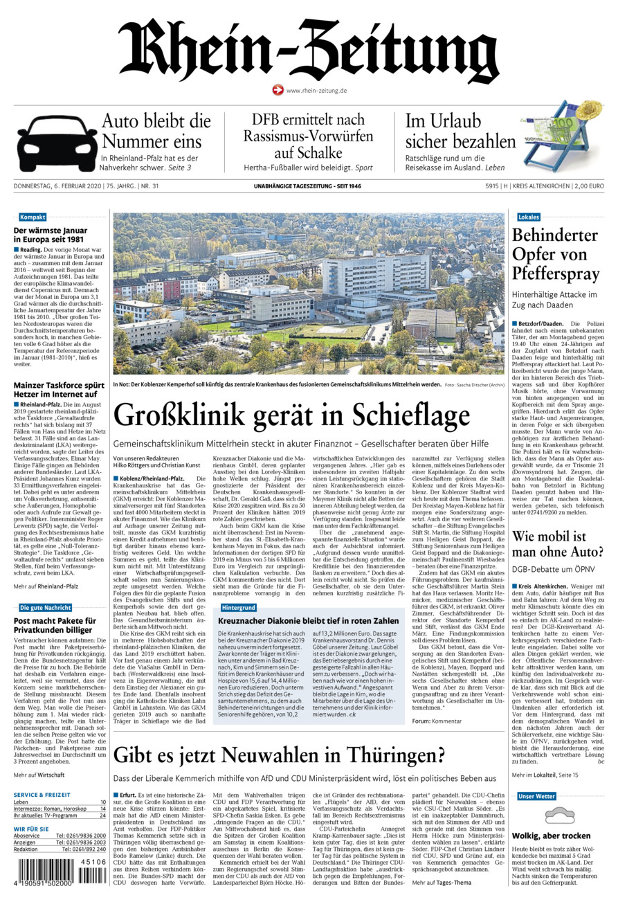 Rhein-Zeitung Kreis Altenkirchen vom Donnerstag, 06.02.2020