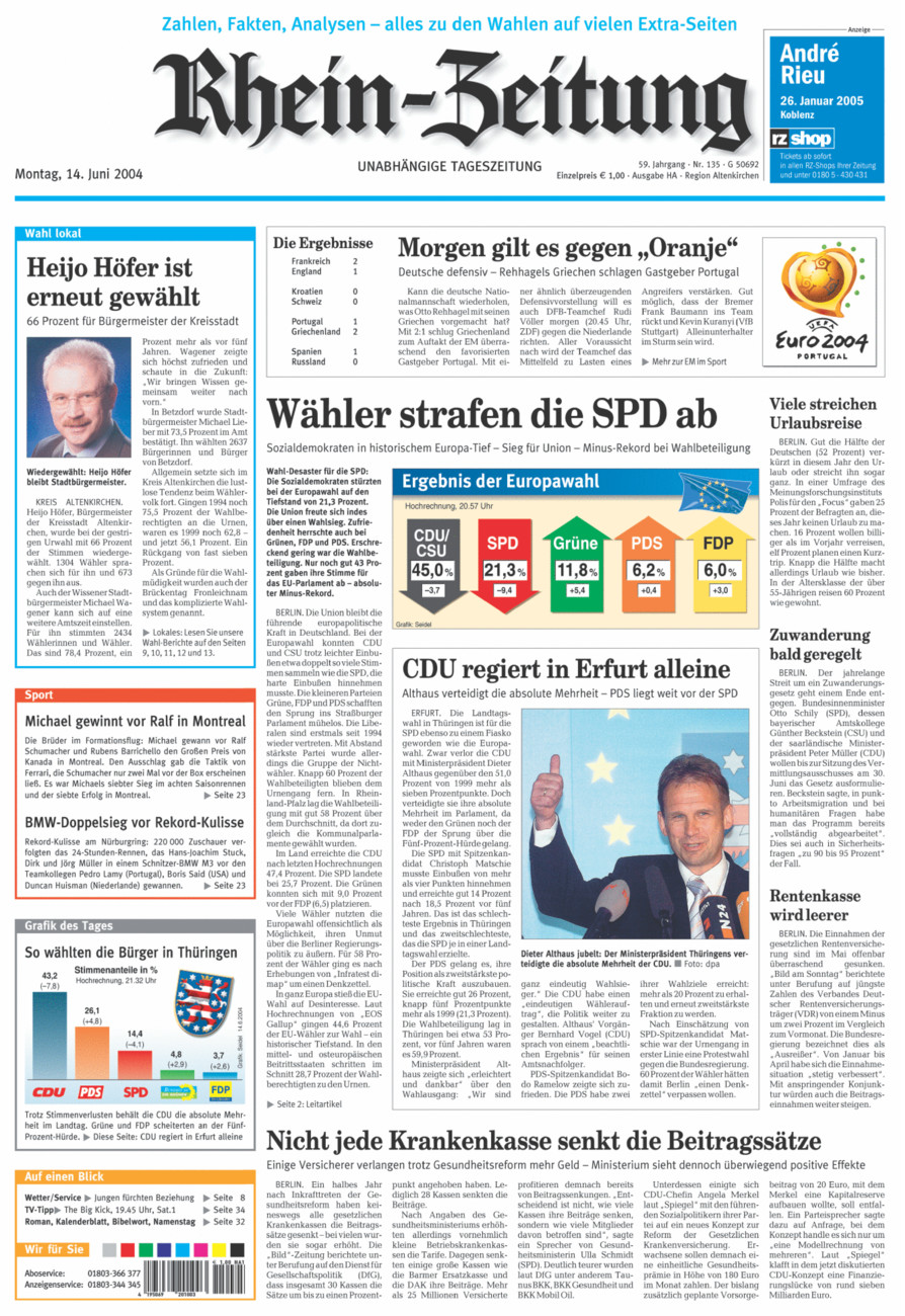 Rhein-Zeitung Kreis Altenkirchen vom Montag, 14.06.2004
