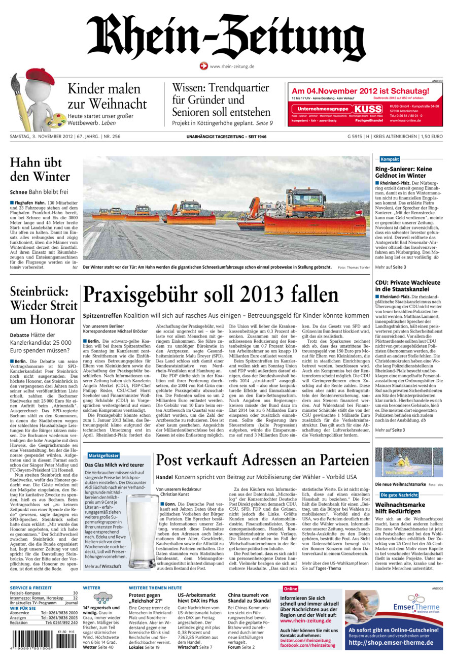 Rhein-Zeitung Kreis Altenkirchen vom Samstag, 03.11.2012