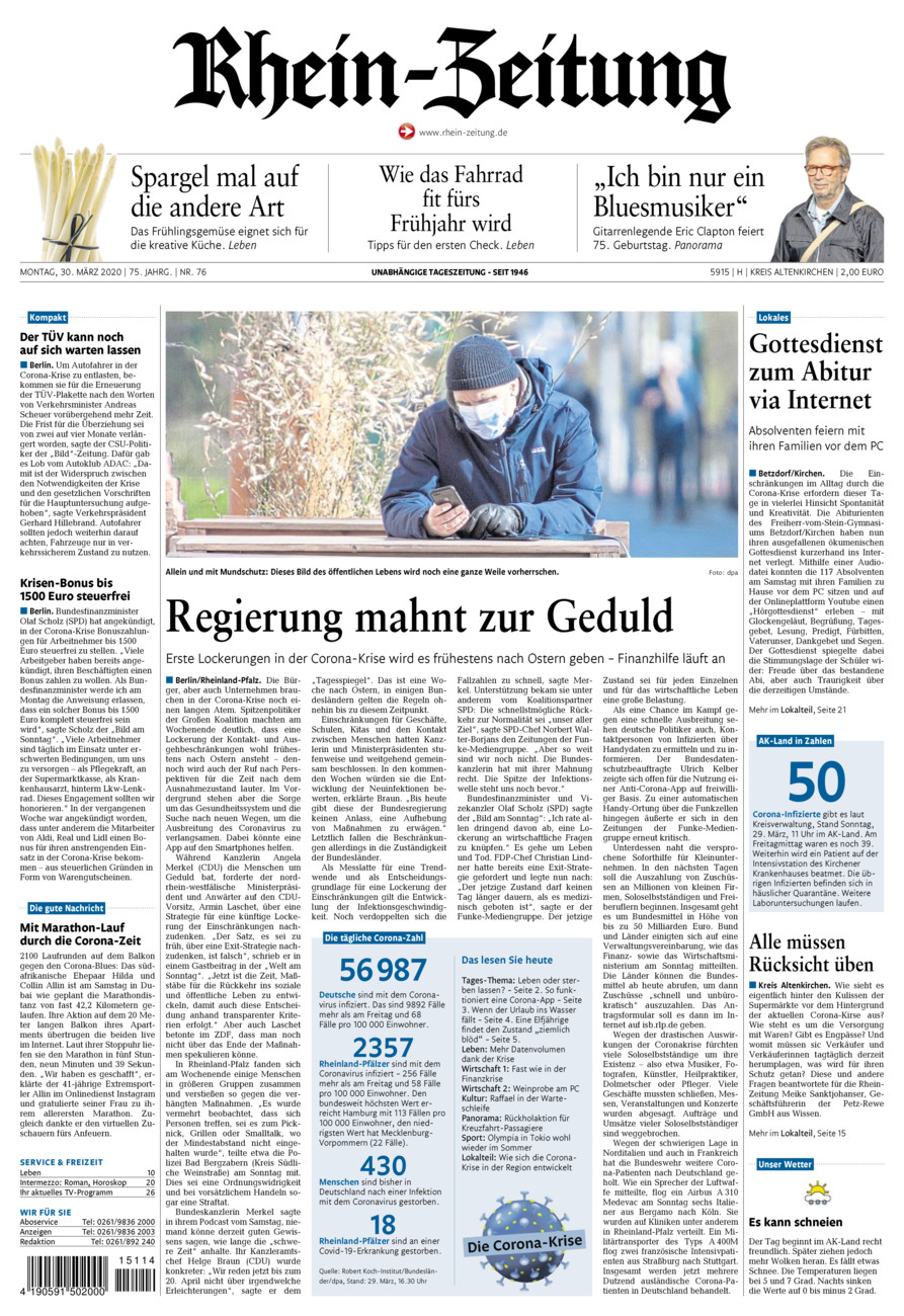 Rhein-Zeitung Kreis Altenkirchen vom Montag, 30.03.2020
