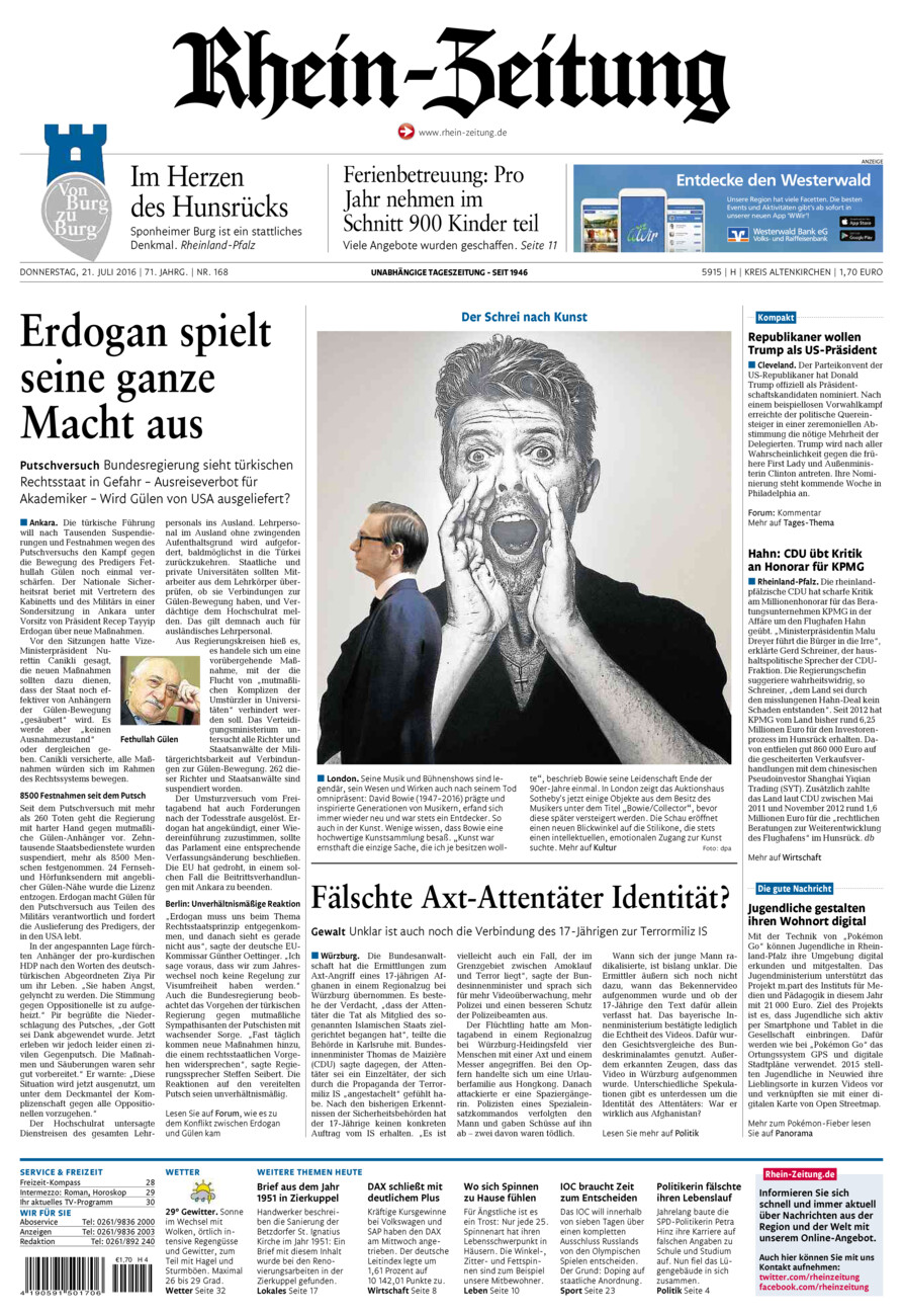 Rhein-Zeitung Kreis Altenkirchen vom Donnerstag, 21.07.2016
