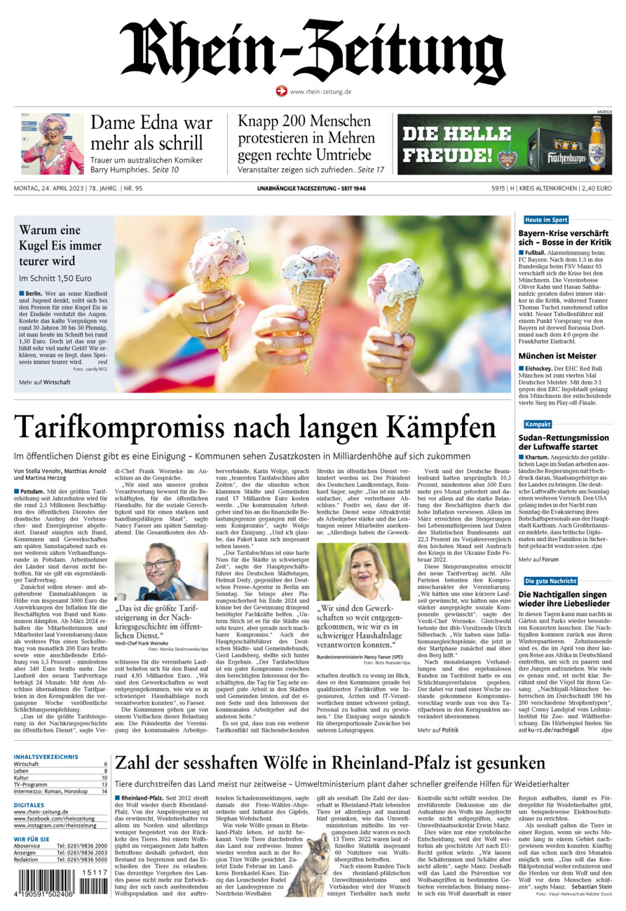 Rhein-Zeitung Kreis Altenkirchen vom Montag, 24.04.2023