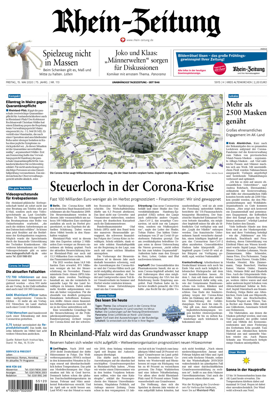 Rhein-Zeitung Kreis Altenkirchen vom Freitag, 15.05.2020