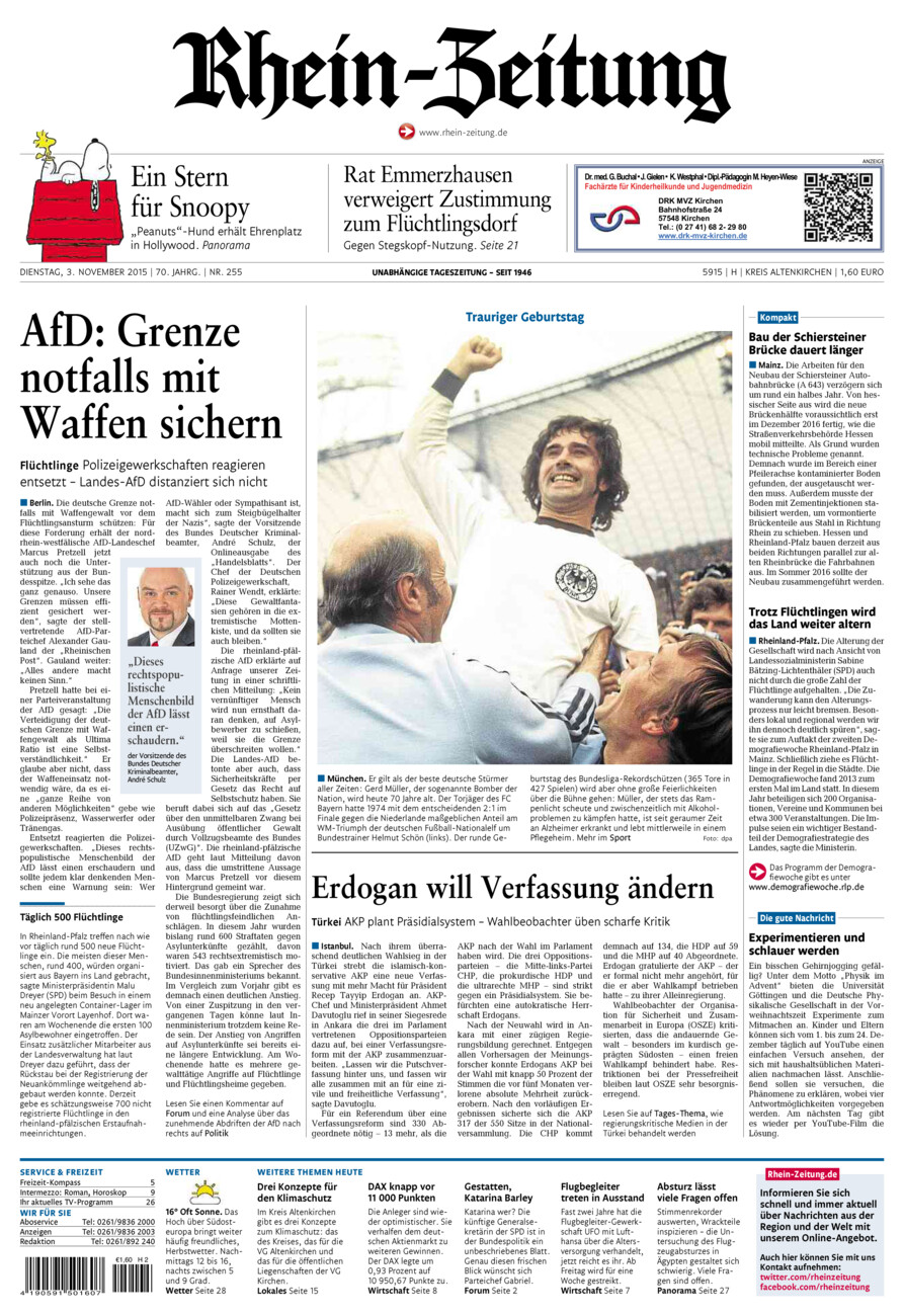 Rhein-Zeitung Kreis Altenkirchen vom Dienstag, 03.11.2015