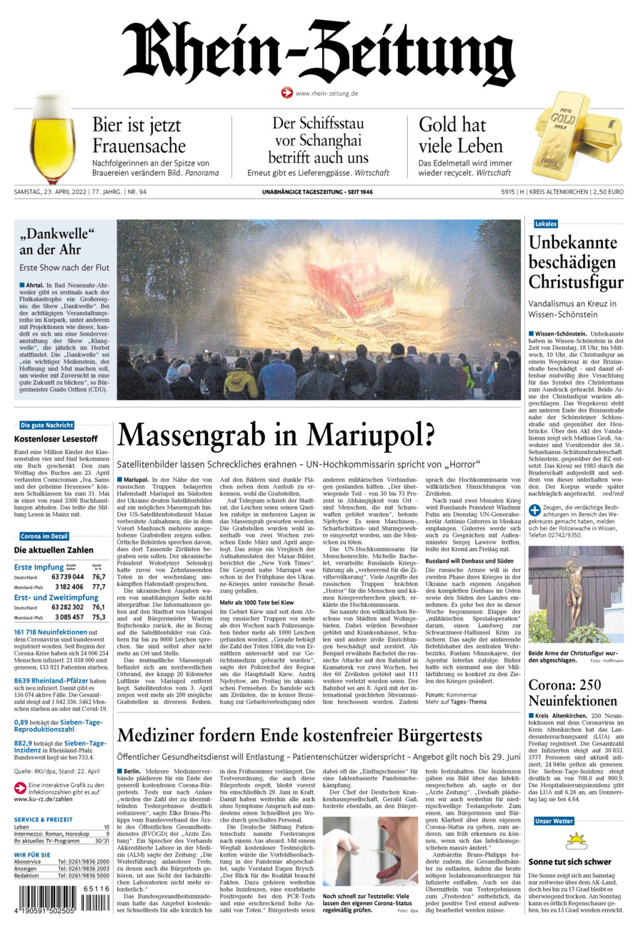 Rhein-Zeitung Kreis Altenkirchen vom Samstag, 23.04.2022