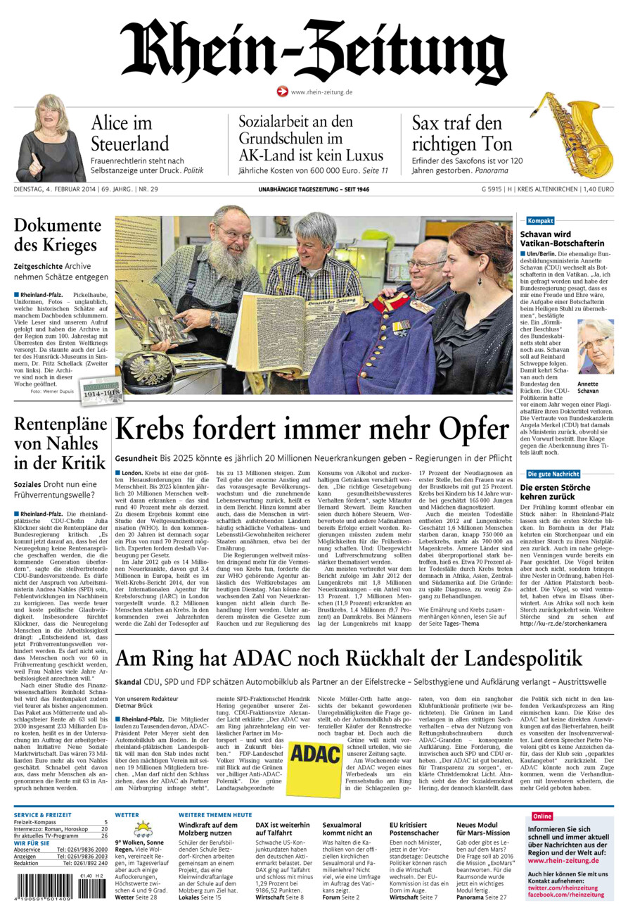 Rhein-Zeitung Kreis Altenkirchen vom Dienstag, 04.02.2014