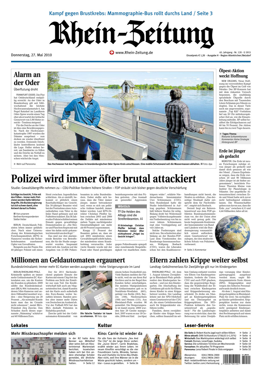 Rhein-Zeitung Kreis Altenkirchen vom Donnerstag, 27.05.2010