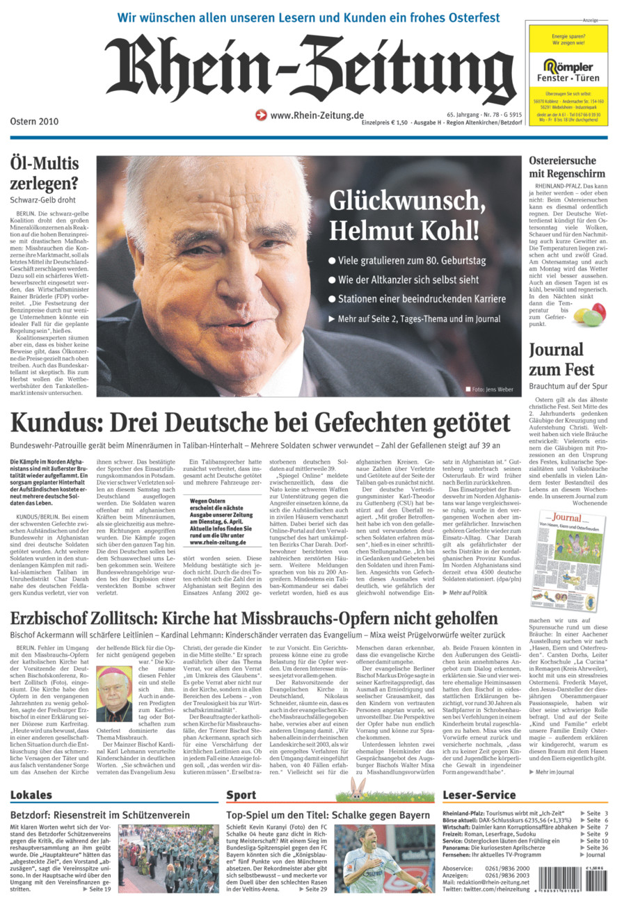 Rhein-Zeitung Kreis Altenkirchen vom Samstag, 03.04.2010