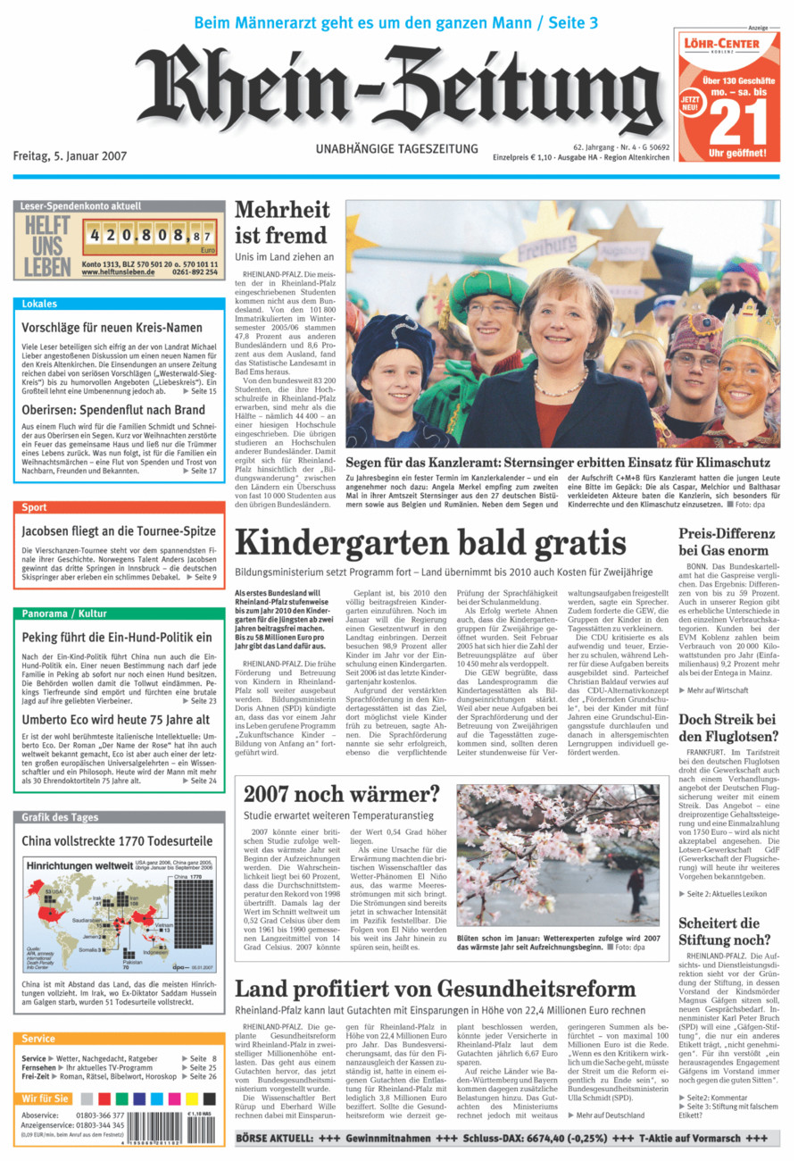 Rhein-Zeitung Kreis Altenkirchen vom Freitag, 05.01.2007