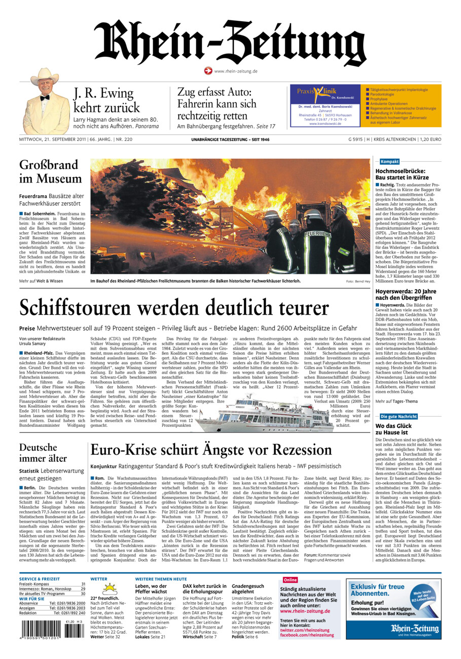 Rhein-Zeitung Kreis Altenkirchen vom Mittwoch, 21.09.2011