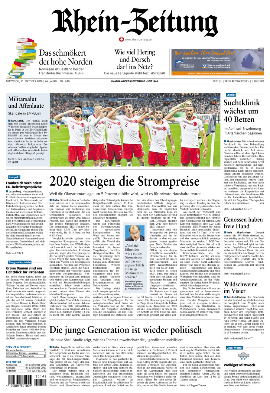 Rhein-Zeitung Kreis Altenkirchen vom Mittwoch, 16.10.2019