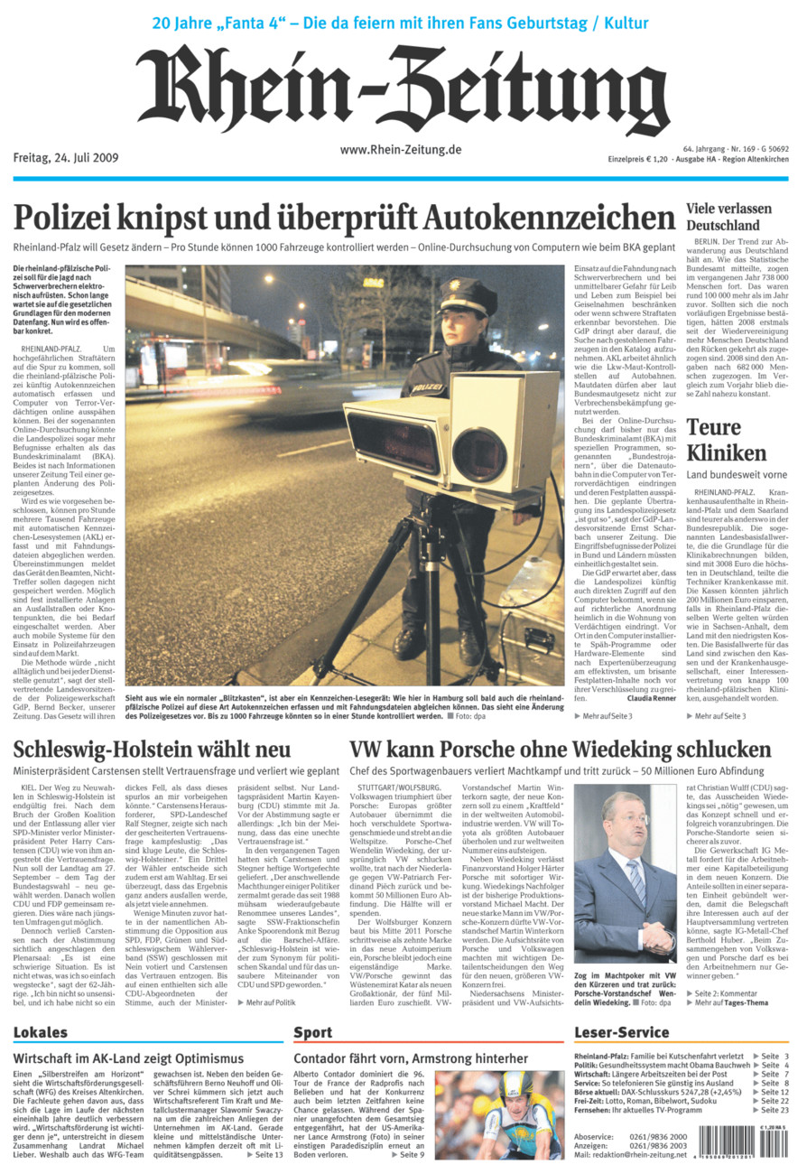 Rhein-Zeitung Kreis Altenkirchen vom Freitag, 24.07.2009