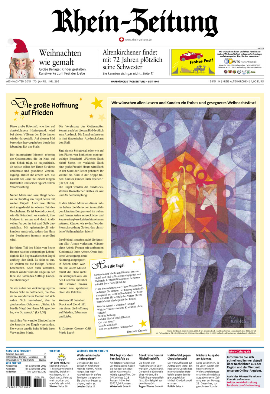 Rhein-Zeitung Kreis Altenkirchen vom Donnerstag, 24.12.2015