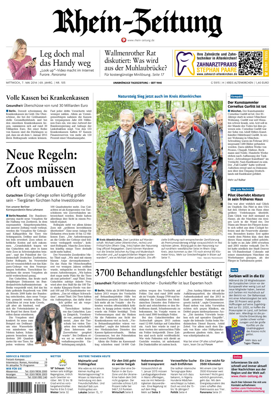 Rhein-Zeitung Kreis Altenkirchen vom Mittwoch, 07.05.2014