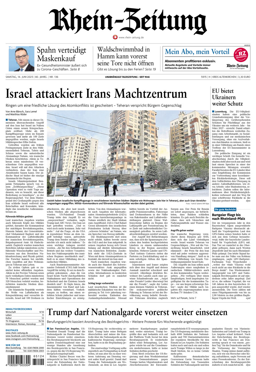 Rhein-Zeitung Kreis Altenkirchen vom Samstag, 14.06.2025
