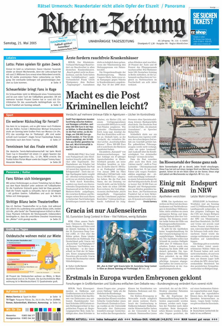 Rhein-Zeitung Kreis Altenkirchen vom Samstag, 21.05.2005