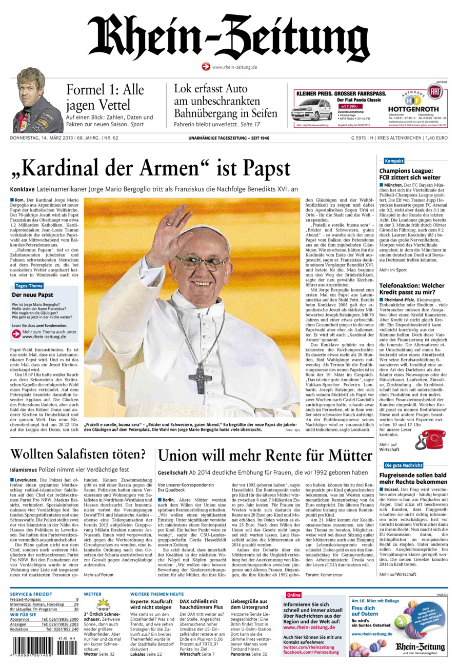 Rhein-Zeitung Kreis Altenkirchen vom Donnerstag, 14.03.2013