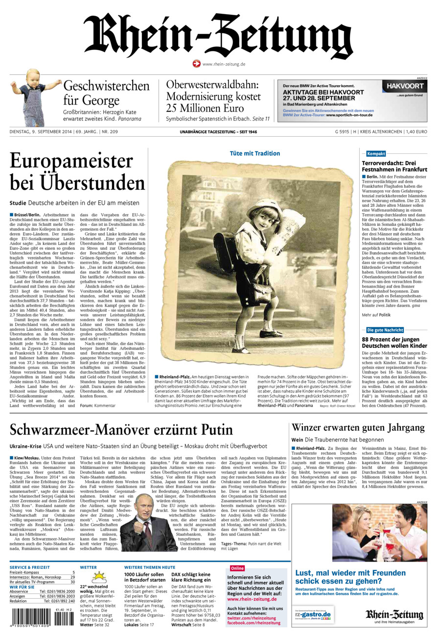 Rhein-Zeitung Kreis Altenkirchen vom Dienstag, 09.09.2014