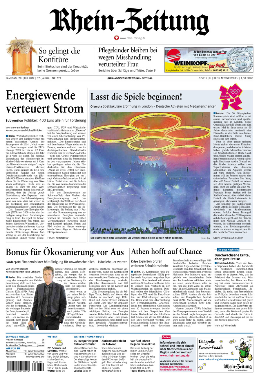 Rhein-Zeitung Kreis Altenkirchen vom Samstag, 28.07.2012