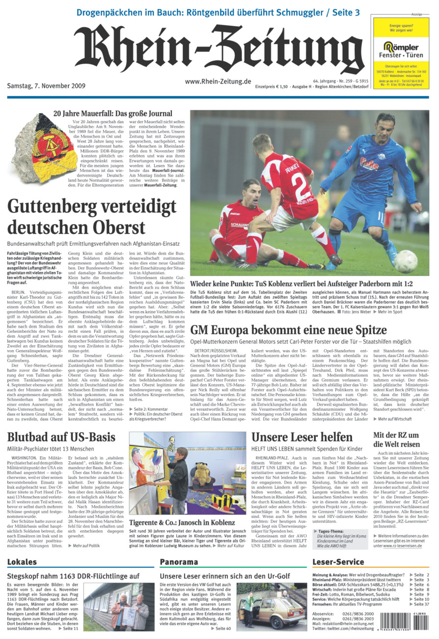 Rhein-Zeitung Kreis Altenkirchen vom Samstag, 07.11.2009