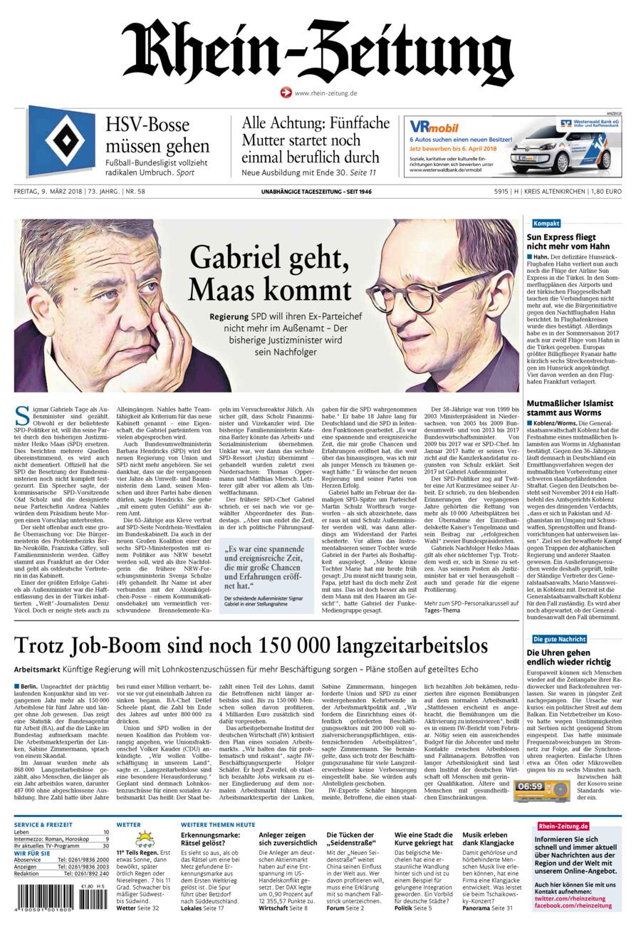 Rhein-Zeitung Kreis Altenkirchen vom Freitag, 09.03.2018