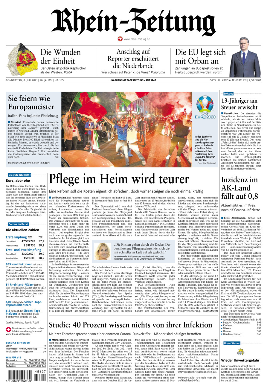 Rhein-Zeitung Kreis Altenkirchen vom Donnerstag, 08.07.2021