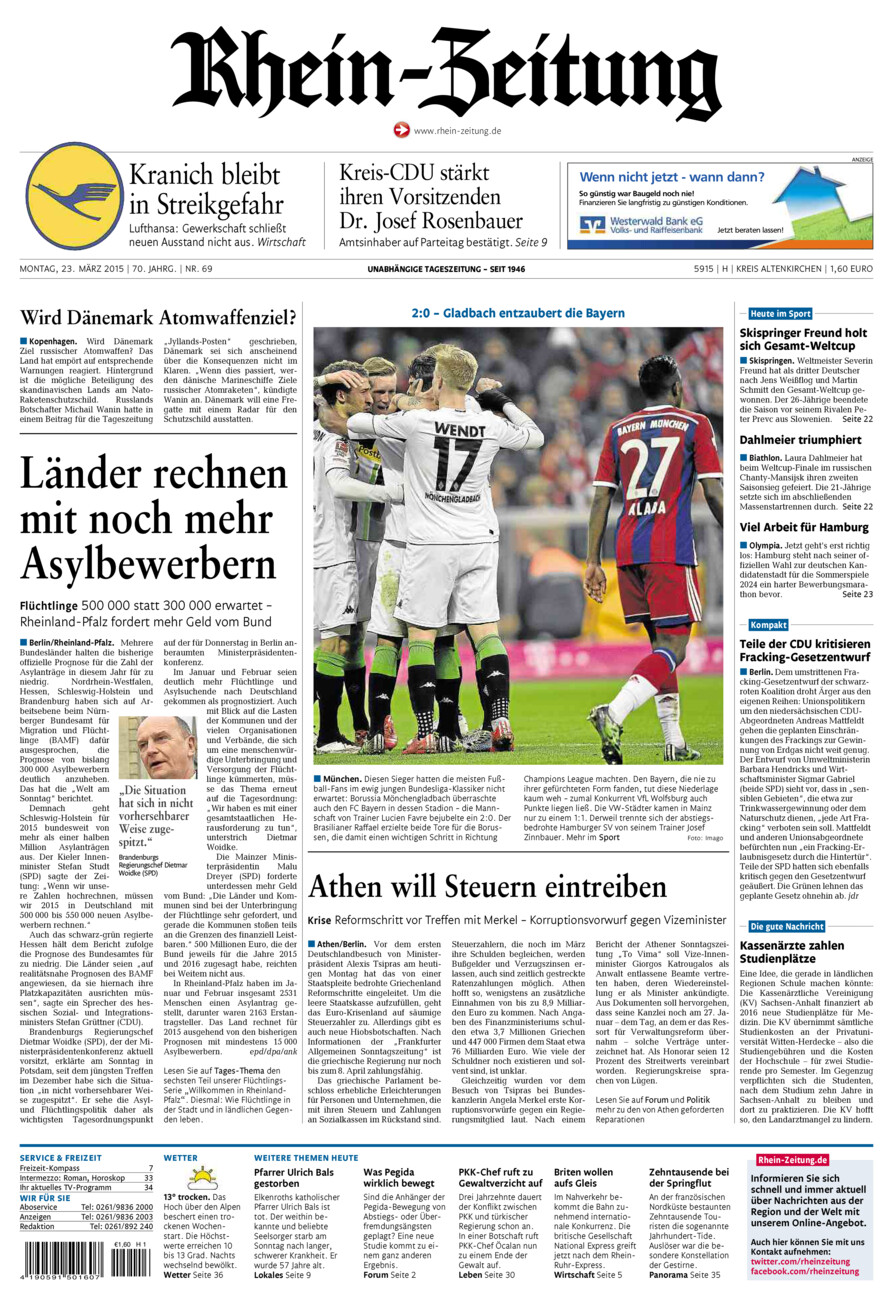 Rhein-Zeitung Kreis Altenkirchen vom Montag, 23.03.2015