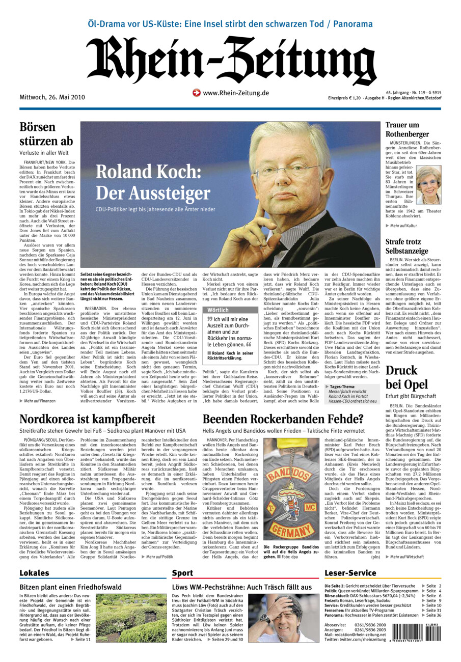Rhein-Zeitung Kreis Altenkirchen vom Mittwoch, 26.05.2010