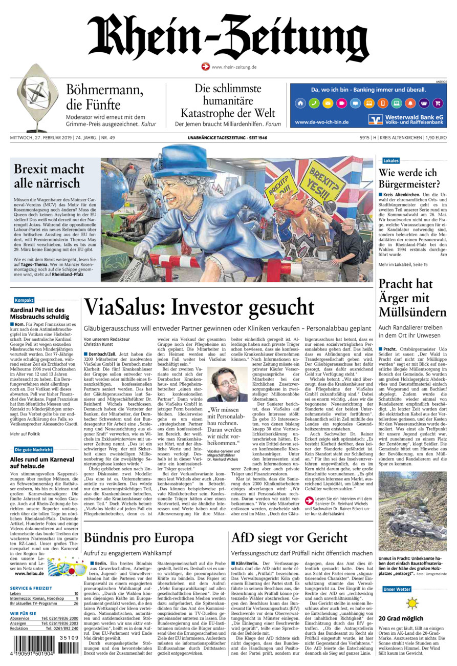 Rhein-Zeitung Kreis Altenkirchen vom Mittwoch, 27.02.2019