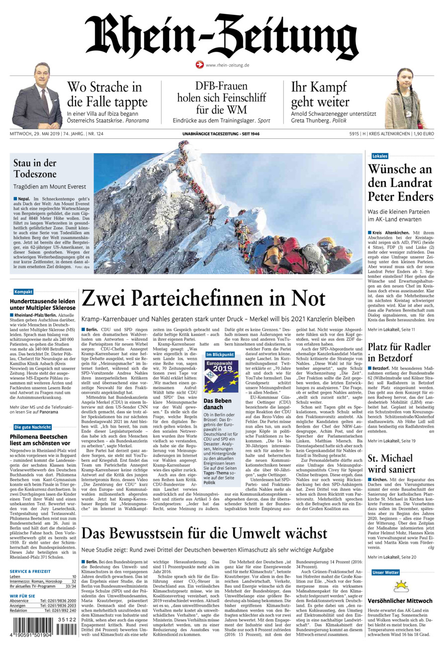 Rhein-Zeitung Kreis Altenkirchen vom Mittwoch, 29.05.2019