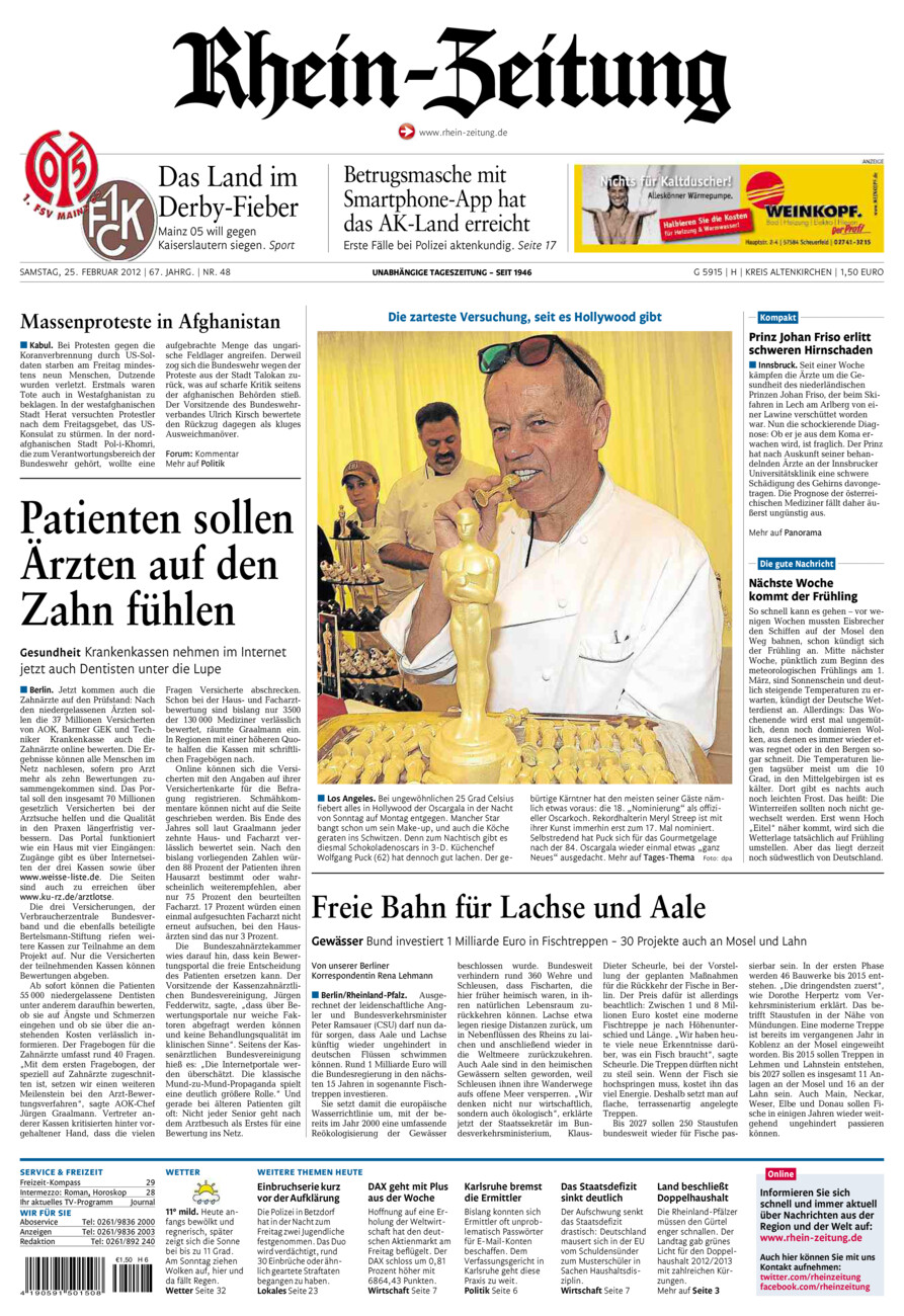 Rhein-Zeitung Kreis Altenkirchen vom Samstag, 25.02.2012