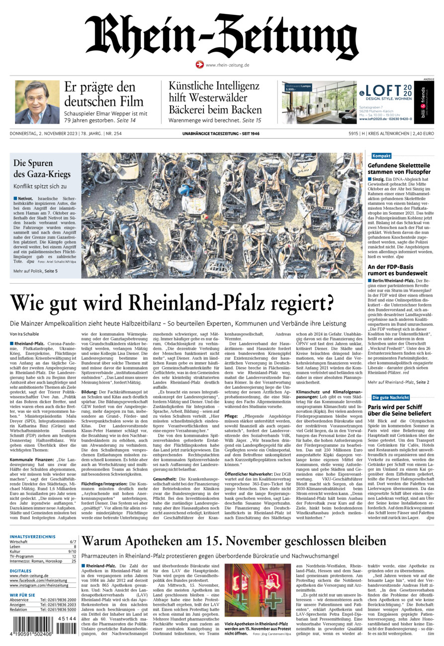 Rhein-Zeitung Kreis Altenkirchen vom Donnerstag, 02.11.2023