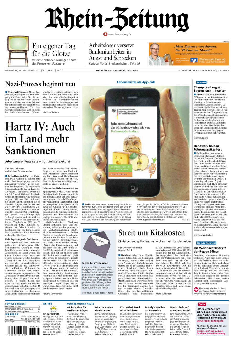 Rhein-Zeitung Kreis Altenkirchen vom Mittwoch, 21.11.2012