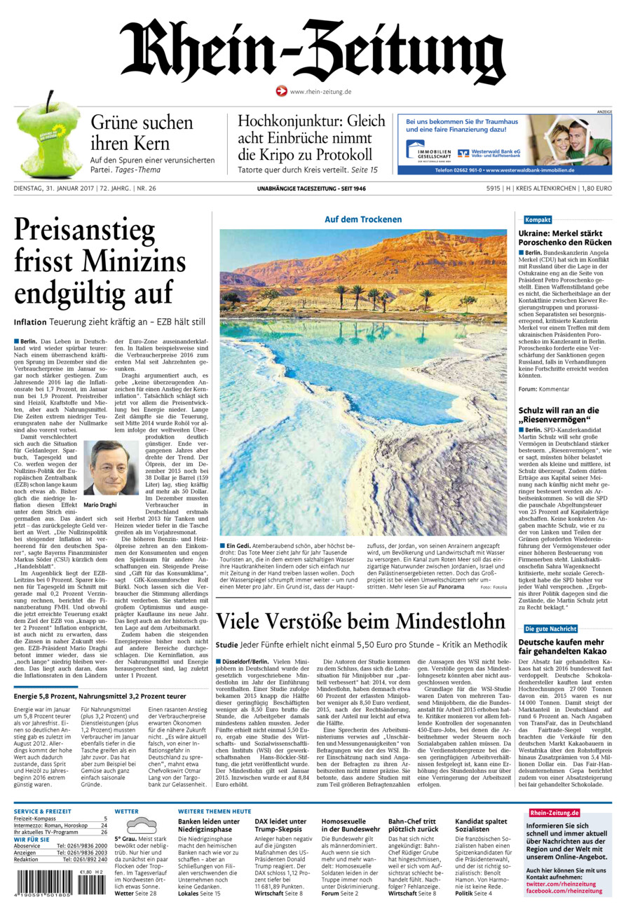 Rhein-Zeitung Kreis Altenkirchen vom Dienstag, 31.01.2017