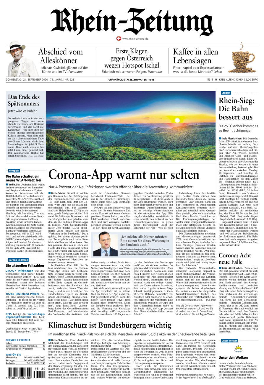 Rhein-Zeitung Kreis Altenkirchen vom Donnerstag, 24.09.2020