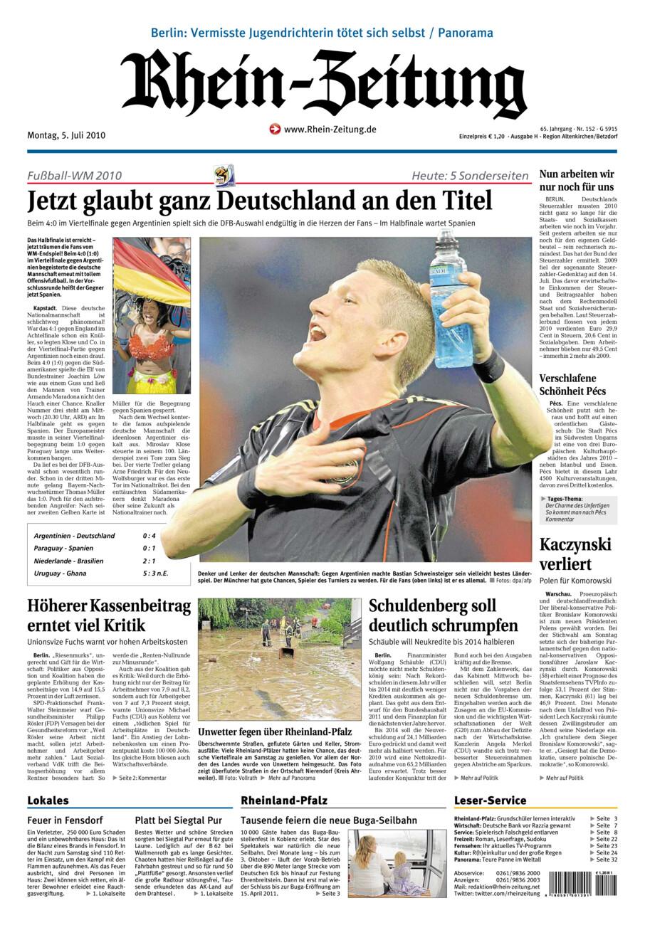 Rhein-Zeitung Kreis Altenkirchen vom Montag, 05.07.2010
