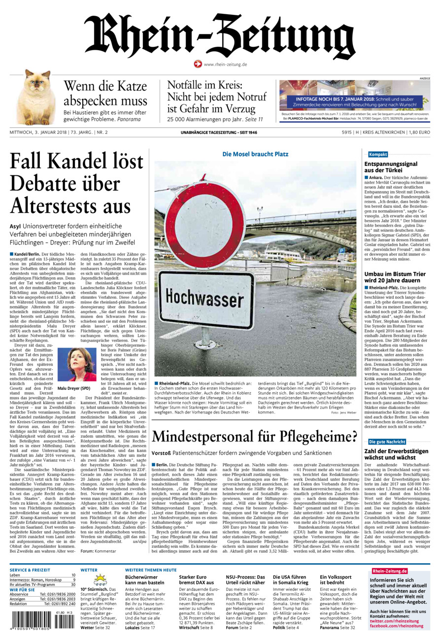 Rhein-Zeitung Kreis Altenkirchen vom Mittwoch, 03.01.2018