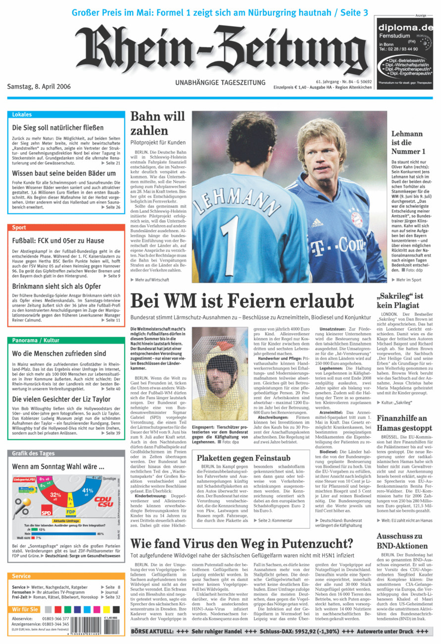 Rhein-Zeitung Kreis Altenkirchen vom Samstag, 08.04.2006
