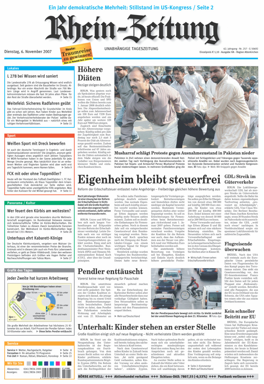 Rhein-Zeitung Kreis Altenkirchen vom Dienstag, 06.11.2007