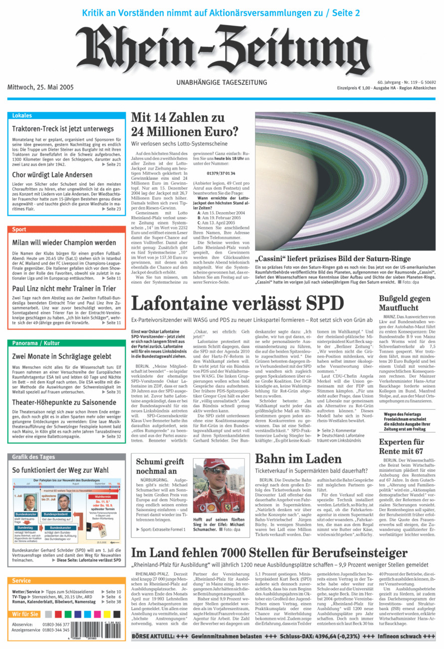 Rhein-Zeitung Kreis Altenkirchen vom Mittwoch, 25.05.2005