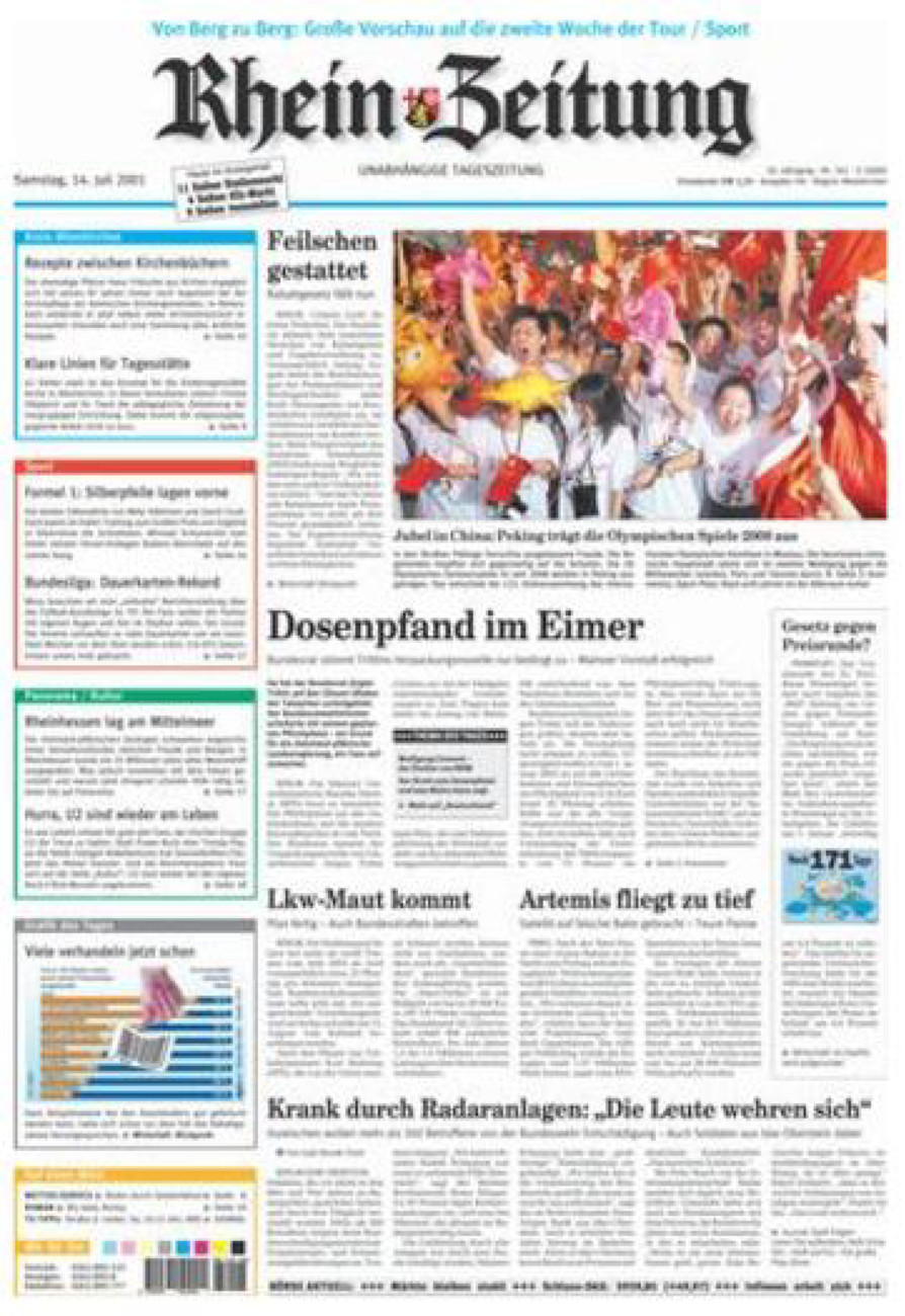 Rhein-Zeitung Kreis Altenkirchen vom Samstag, 14.07.2001