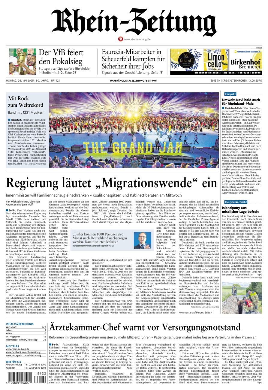 Rhein-Zeitung Kreis Altenkirchen vom Montag, 26.05.2025