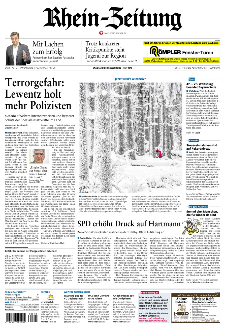 Rhein-Zeitung Kreis Altenkirchen vom Samstag, 31.01.2015
