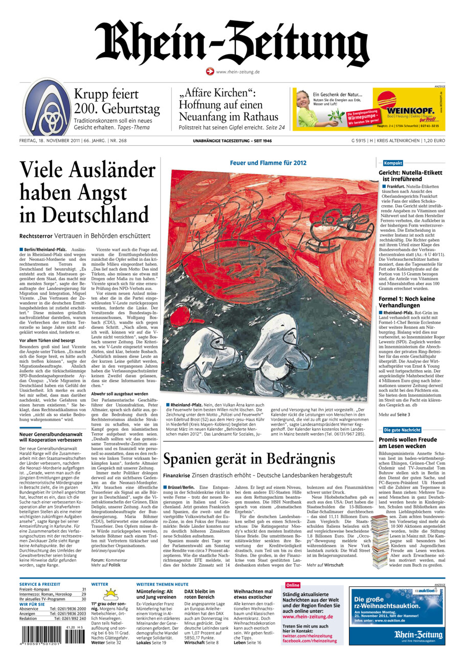 Rhein-Zeitung Kreis Altenkirchen vom Freitag, 18.11.2011
