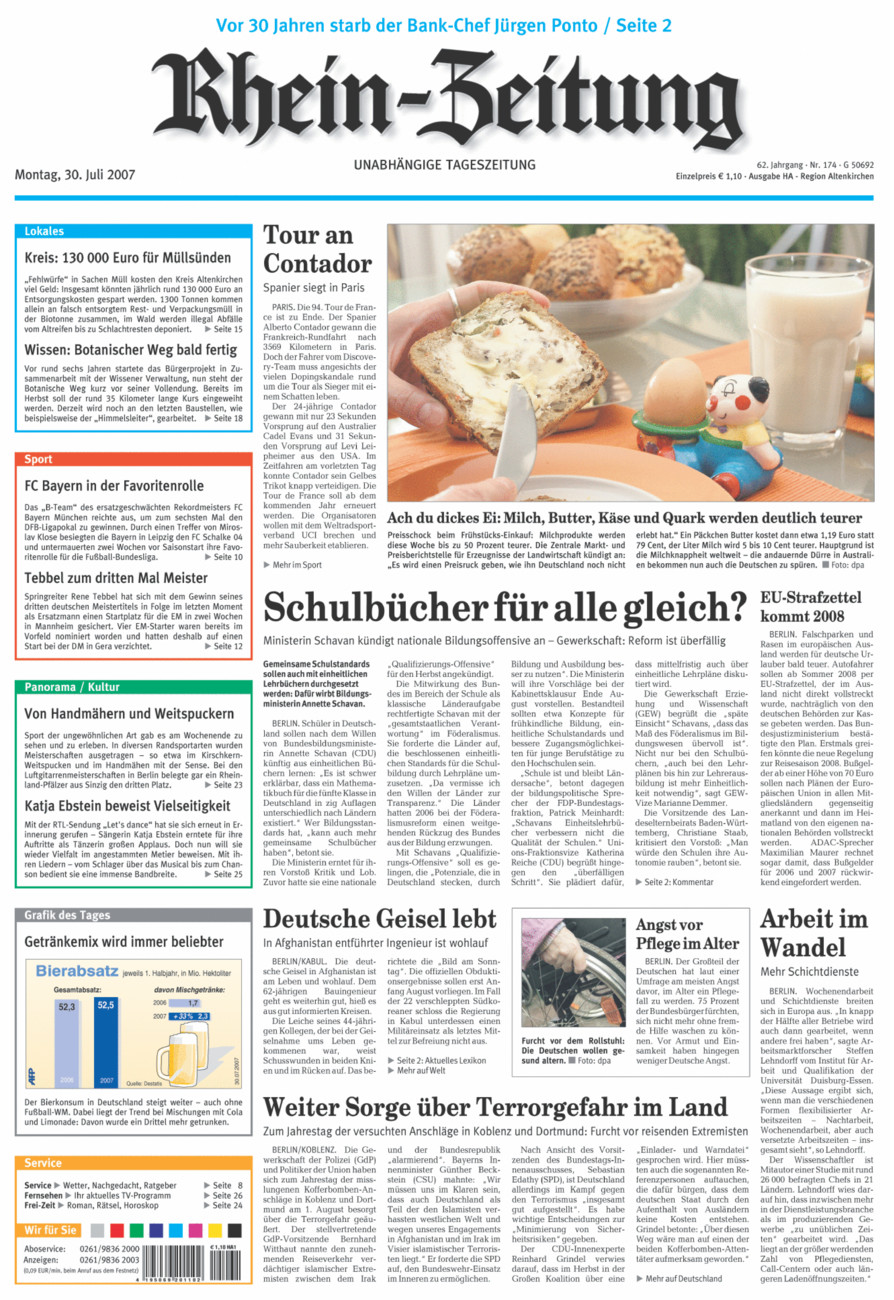 Rhein-Zeitung Kreis Altenkirchen vom Montag, 30.07.2007