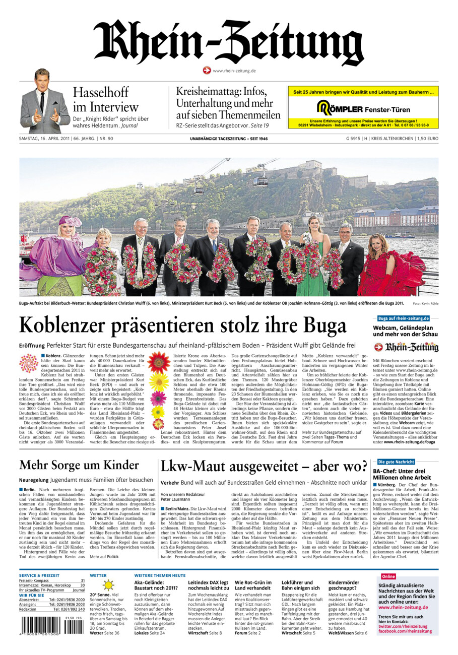 Rhein-Zeitung Kreis Altenkirchen vom Samstag, 16.04.2011